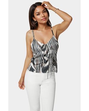 Bebe Tie Front Satin Cami - White