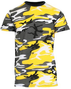 Galaxy By Harvic Camo Printed Short Sleeve Crew Neck T-shirt - Yellow