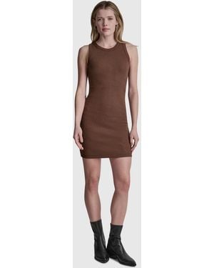DKNY Sleeveless Studded Mini Tank Dress - Brown