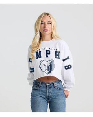 Fanatics Memphis Grizzlies Spirit Jersey Cropped Crew Neck Sweatshirt - White