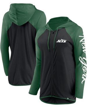 Fanatics Black/green New York Jets Script Full-zip Hoodie
