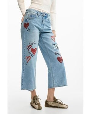 Desigual Mickey Mouse Hearts Jeans - Blue