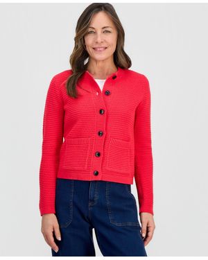 Style & Co. Petite Textured Stitch Crewneck Cardigan