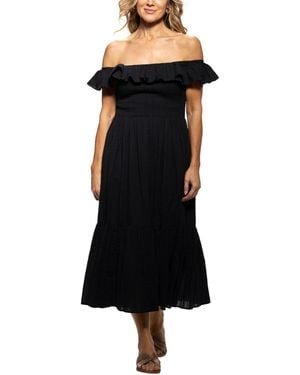 Dotti Cotton On/off-the-shoulder Cover-up Dress - Black