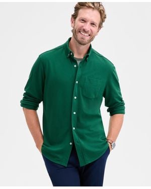 Club Room Knit Button-up Long-sleeve Shirt - Green