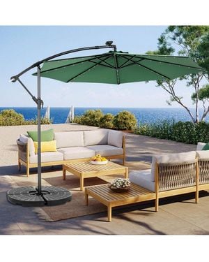 Streamdale Furniture 10ft Solar Led Offset Hanging Market Patio Umbrella ( ) - Green