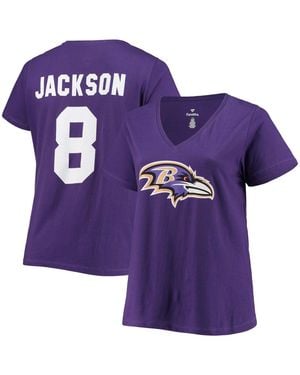 Fanatics Plus Size Lamar Jackson Baltimore Ravens Name Number V-neck T-shirt - Purple