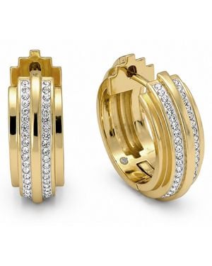 And Now This Crystal -tone Plated Hinged Hoop Earrings - Metallic