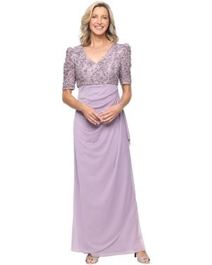 Alex Evenings Embellished Puff-sleeve A-line Dress - Purple