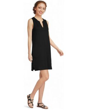Lands' End Tall Cotton Jersey Notch Neck Dress - Black