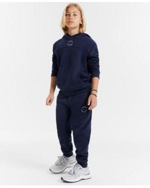Tommy Hilfiger Big Boys Elevated Logo Embroidered Fleece Hoodie Tapered Fit Fleece sweatpants - Blue