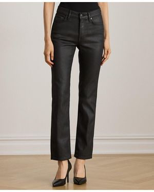 Ralph Lauren Petite Coated High-rise Straight Ankle Jeans - Black