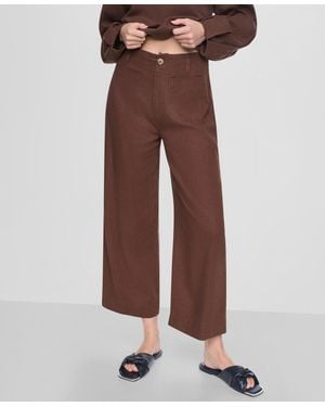 DKNY High-rise Cropped Wide-leg Pants - Brown