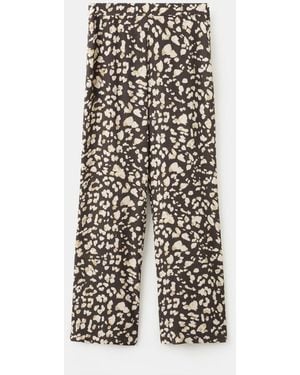 Mango Elastic Waist Printed Pants - White