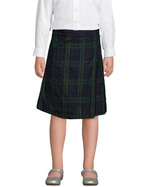 Lands' End Girls School Uniform Plaid A-line Skirt Below The Knee - Black