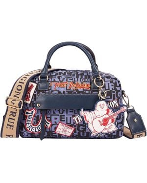TRUE RELIGION Multi Patch Graphic Satchel Bag - Blue