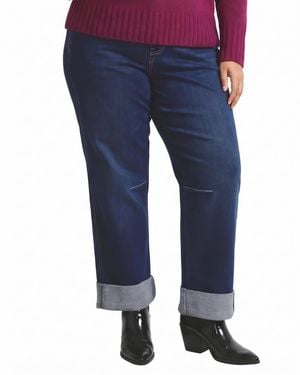 UNIVERSAL STANDARD Plus Size Brandi Cuffed Barrel Leg Jeans - Blue