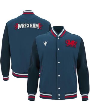 MACRON Wrexham Anthem Full-snap Varsity Jacket - Blue