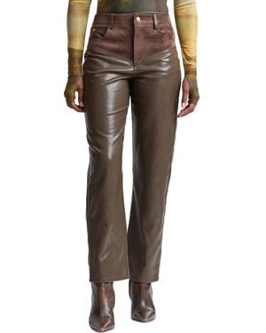 Avec Les Filles High-rise Yoke Slim Polyurethane Pants - Green