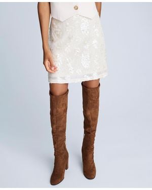 Kenneth Cole Sequin Pull-on Mini Skirt - White