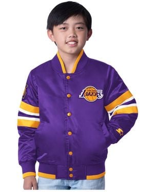 Starter Big Boys And Girls Los Angeles Lakers Scout Varsity Full-snap Jacket - Purple