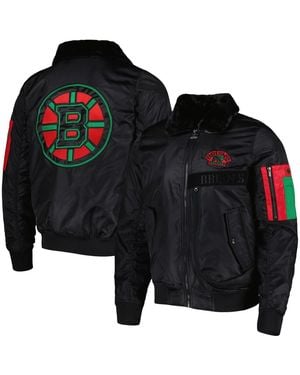 Starter X Ty Mopkins Boston Bruins History Month Varsity Full Zip Jacket - Black