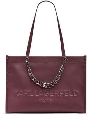Karl Lagerfeld Savoie Large Leather Tote - Purple