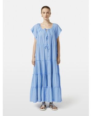 Scotch & Soda Tiered Broderie Maxi Dress - Blue