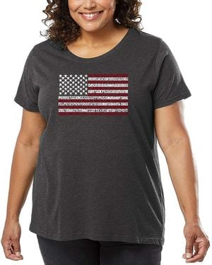 LA Pop Art Plus Size 50 States Usa Flag Word Art T-shirt - Gray