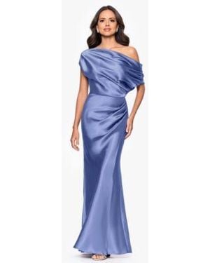 Betsy & Adam Betsy Adam Off The Shoulder Long Dress - Blue