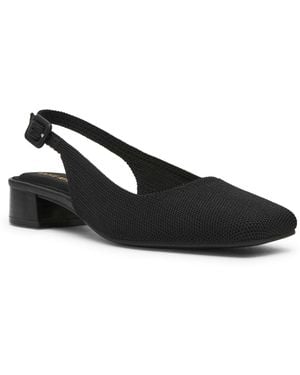 Anne Klein Reel Square Toe Slingback Knit Pumps - Black