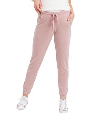 Hello Miss Maternity Two-tone Brushed-terry Full-belly jogger Pants - Pink