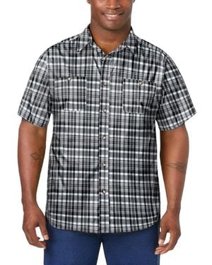 Kingsize Big & Tall Short-sleeve Plaid Shirt - Gray