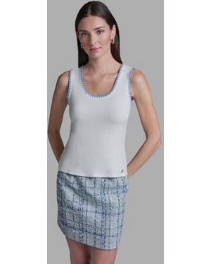 BCBGMAXAZRIA Scoop Neck Sleeveless Knit Top - Gray