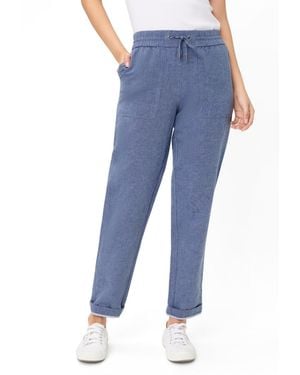 Olsen Cotton-linen Blend Cropped Pant - Blue