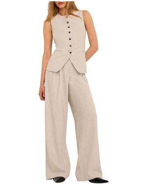 Mint Velvet Tailored Crewneck Button-front Vest - Natural