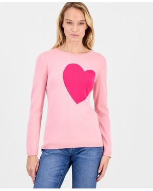 Nautica Cotton Embroidered-heart Sweater - Pink
