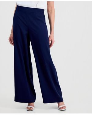 Kasper Chiffon High-rise Pull-on Wide-leg Pants - Blue