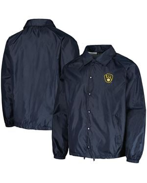 Dunbrooke Milwaukee Brewers Coach's Raglan Full-snap Windbreaker Jacket - Blue