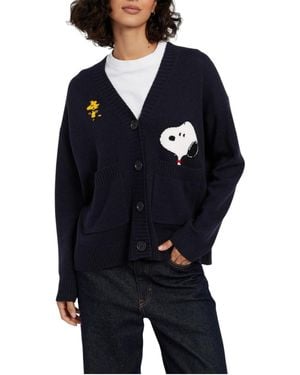 Chinti & Parker Snoopy Peek Pocket Wool-cashmere Blend Cardigan - Blue