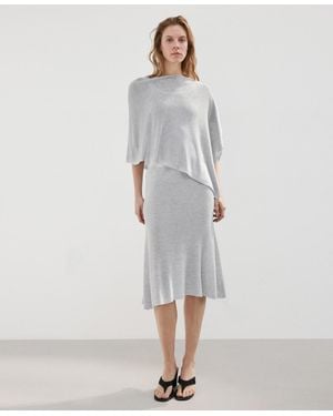 Mango Fine Knit Midi Skirt - Gray