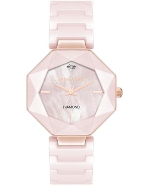 Anne Klein Quartz Pink Octagonal Ceramic Watch