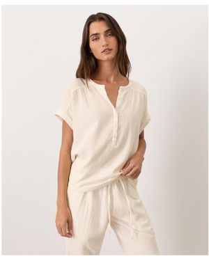 Pact Cotton Coastal Double Gauze Short Sleeve Popover - Natural