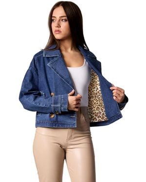 Blue Revival Revival Cropped Denim Double-breasted Trench Jacket - Blue