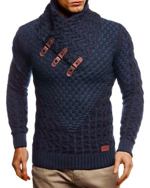 Leif Nelson Chunky Knit Pullover Sweater - Blue