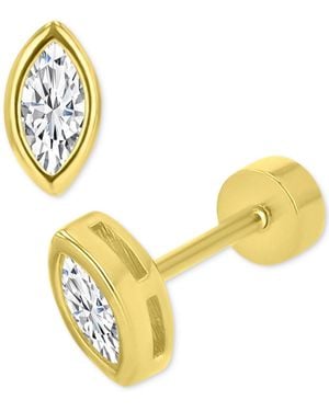 Macy's Cubic Zirconia Marquise Bezel Screw Back Stud Earrings - Metallic