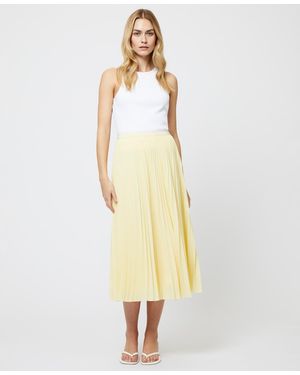 French Connection Sunburt Pleated Crepe Skirt - Yellow