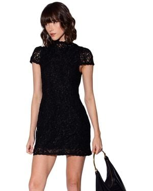 Walter Baker Ariana Lace Mock Neck Mini Dress - Black