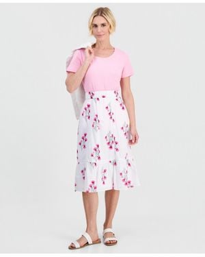 Style & Co. Petite Cotton Floral-embroidered Midi Skirt - Pink