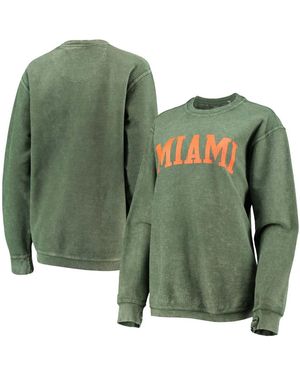 Pressbox Miami Hurricanes Comfy Cord Vintage-like Wash Basic Arch Pullover Sweatshirt - Green
